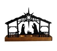 Bougeoir Pour Crèche De Noël - Décorations Religieuses pour la Maison avec Base en Bois | Bougeoir de la Nativité de Noël - Pour Fenêtre Cuisine Bureaux Porche Patio Jardin Porte Cour Fête Festival Nu