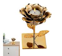 Bougeoir Rose - 4,72x4,72x5,7 Pouces, Support De Fleurs En Céramique, Ornement De Bougie Chauffe-plat Galvanisé, Accessoire Décoratif De Longue Durée Pour La Maison | Pièce Maîtresse Romantique Pour L