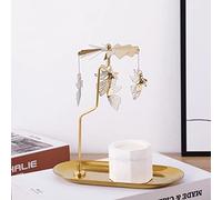 Bougeoir rotatif, bougeoir à bougie doré, chandelier en métal, chandelier carrousel avec grand plateau, bougeoir rotatif pour la maison/fête/mariage/décoration de table (ange)