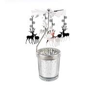 Bougeoir Rotatif Carrousel Ange Porte-Bougies à RéChaud Chandelier en Verre Cristal Transparent Bougeoir en Métal Porte Bougie à Décorer Pour Centres De Table Pour Saint-Valentin Mariage Fête Noel