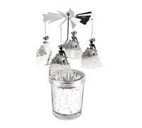 Bougeoir Rotatif Carrousel Ange Porte-Bougies à RéChaud Chandelier en Verre Cristal Transparent Bougeoir en Métal Porte Bougie à Décorer Pour Centres De Table Pour Saint-Valentin Mariage Fête Noel