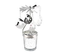 Bougeoir Rotatif Carrousel Ange Porte-Bougies à RéChaud Chandelier en Verre Cristal Transparent Bougeoir en Métal Porte Bougie à Décorer Pour Centres De Table Pour Saint-Valentin Mariage Fête Noel