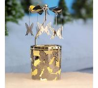 Bougeoir rotatif carrousel argenté avec inscription « Love Hibou », Ginkgo, étoiles, hippocampes, papillons, décoration pour la maison, cadeau pour mariage, maman, femme