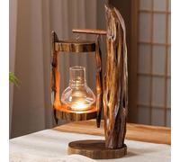 Bougeoir sculpté à la main avec couvercle en verre, lanterne coupe-vent rétro créative pour ambiance romantique, décoration extérieure/intérieure pour bureau, salon