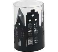 Bougeoir Silhouette de ville Photophore Noël Métal Verre