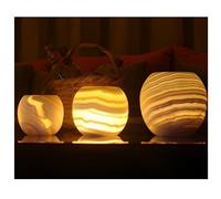 Bougeoir simple en albâtre - Photophore égyptien avec lueur ambre pour décoration d'intérieur, pierre naturelle apaisante et paisible aurore