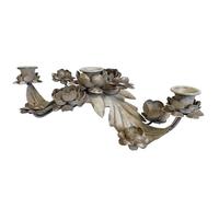 Bougeoir sur Pied 3 Feux à Poser ou Chandelier de Table 3 Branches en Fer Patiné Blanc 9x15x33cm
