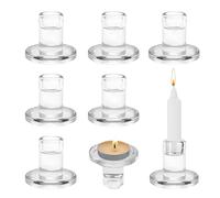 Bougeoir Verre, 6 Pièces Bougeoirs en Verre, Chandelier Bougeoir Chandeliers Chandelles Bougeoirs, Support pour Bougies en Forme de Bâton, pour Le Rebord de Fenêtre du Salon, Transparent