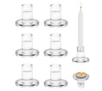 Bougeoir Verre, 6 Pièces Verre Bougeoirs, Chandelier Bougeoir Chandeliers Petits Chandelles Bougeoirs, Support pour Bougies en Forme de Bâton, pour la Décoration de Fêtes, Transparent
