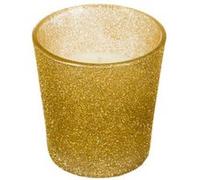 bougeoir verre 8cm pailletté or G