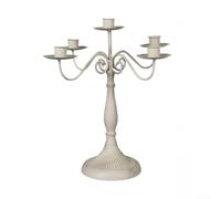 Bougeoir vintage en fer pour décoration de mariage - Centre de table simple, 3 ou 5 têtes, construction robuste avec finition blanc/or, rétro (E)