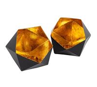 Bougeoirs à Thé Noir Or Gadgy - Set de 2 Pièces en Métal en Forme de Diamant - Décoration de Table à Manger Intérieur Ø15 x 14cm