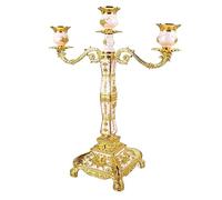 Bougeoirs Bougeoir en Métal Chandelier EuropéEn Élégant Bougeoir Bougeoir Romantique Bougeoir Décoration pour Dîner De Mariage (Or Et Blanc 3 Bras en Métal (Trois têtes dorées et