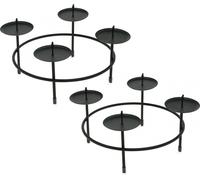 Bougeoirs Couronne de l'Avent en métal pour 4 bougies Noir Ø18,5cm - 2pcs