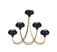 Bougeoirs de table à 5 têtes - Bougeoirs noirs - Bougeoirs pour centre de table de mariage - Décoration pour la maison, le dîner - Bougeoir pour la maison