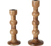 Bougeoirs en bois sculpté BUBBLES, lot de 2