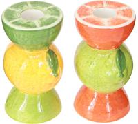 Bougeoirs en céramique peints à la main Citrons verts pour la décoration d'été