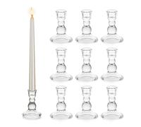 Bougeoirs en Verre pour Bougies Effilées, Glasseam Ensemble De 10 Bougeoirs Transparents en Vrac pour Chandeliers De Noël Décoratifs pour Le Centre De Table d'un Dîner, d'un Mariage Ou d'un Salon