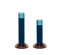 Bougeoirs Hubsch Interior Comet (x2) Bleu 7x13/7x17 cm