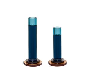 Bougeoirs Hubsch Interior Comet (x2) Bleu 7x13/7x17 cm