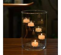 Bougeoirs Hurricane en verre transparent - 21 cm de haut - Photophore et pilier pour fête de mariage et décoration d'intérieur - Pièces maîtresses élégantes pour salon et décoration d'événement