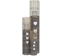 vidaXL Bougeoirs Lanterne à bougie 3 pcs Gris osier 15x50 cm
