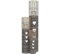 Bougeoirs - VIDAXL - 3 pcs - Gris - Osier - Lanterne à Bougie - Dimensions 15x50 cm Gris G