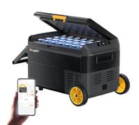 BougeRV CRS 40L Glacière à Compresseur avec Roues Poignée Étanchéité IPX4 Congélateur Réfrigérateur à Compression 12/24V 220V pour Voiture Camping Voyage Bateau Contrôle APP -20℃~20°C