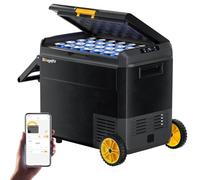 BougeRV CRS 60L Glacière à Compresseur avec Roues Poignée Étanchéité IPX4 Congélateur Réfrigérateur à Compression 12/24V 220V pour Voiture Camping Voyage Bateau Contrôle APP -20℃~20°C