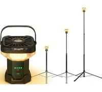 BougeRV Lampe Camping Télescopique 3200LM, Lanterne Rechargeable 8000mAh, Hauteur maximale 2,3m pour Overlanding, RV, Chantier et Garage, Vert Foncé