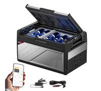 BougeRV Rocky 39L Glacière à Compression 12V 24V 220V Frigo Portable avec Compresseur Puissant de 5,7cc Double Zone Cloison Amovible Voiture Réfrigérateur Congélateur Camping Car Van Camion -20℃~20℃