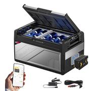 BougeRV Rocky2 39L Glacière à Compression avec Batterie Rechargeable de 173 Wh Frigo Portable 12V 220V Compresseur de 5,7cc Double Zone Voiture Réfrigérateur Congélateur Camping Car Van Bateau -20℃