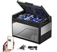 BougeRV Rocky2 52L Glacière à Compression 12V 24V 220V Frigo Portable avec Compresseur Puissant de 5,7cc Double Zone Cloison Amovible Voiture Réfrigérateur Congélateur Camping Car Van Camion -20℃~20℃
