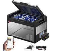 BougeRV Rocky2 52L Glacière à Compression avec Batterie Rechargeable de 173 Wh Frigo Portable 12V 220V Compresseur de 5,7cc Double Zone Voiture Réfrigérateur Congélateur Camping Car Van Bateau -20℃