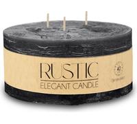 bougie 3 mèches RUSTIC - env. 15 x 7 cm - 40 heures de combustion - Couleur : noir nuit