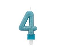 bougie '4' bleu 7 cm
