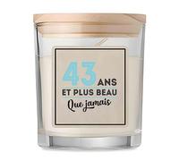 Bougie 43 ans et plus beau que jamais | Candle | Idée Cadeau Anniversaire Fête Original Famille Travail Départ Collègue Retraite Noël