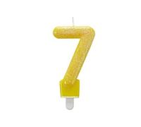 bougie '7' jaune 7 cm