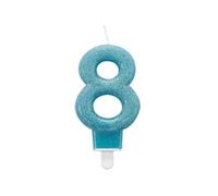 bougie '8' bleu 7 cm