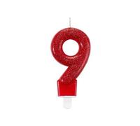 bougie '9' rouge 7 cm