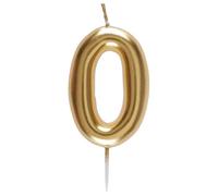 Bougie 9cm dorée, chiffre 0