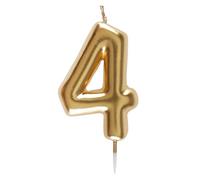 Bougie 9cm dorée, chiffre 4