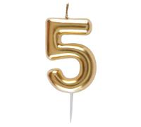 Bougie 9cm dorée, chiffre 5