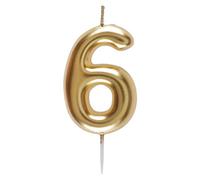 Bougie 9cm dorée, chiffre 6