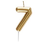 Bougie 9cm dorée, chiffre 7