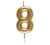 Bougie 9cm dorée, chiffre 8