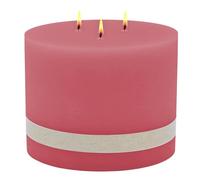 Bougie à 3 mèches XL - Diamètre : 14 cm - Non parfumée - Rouge - Grande mèche - Durée de combustion : 55 heures - Bougie de table ronde sans odeur
