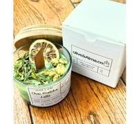 Bougie à mèche craquelée avec couvercle en bambou, chai matcha latte, bohème, style apothicaire, naturel, personnalisé, cadeau unique, fabriqué à la main