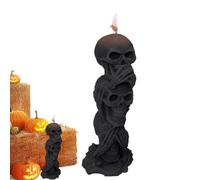 Bougie à tête de squelette, bougie « Hear No Evil See No Evil Speak », bougies décoratives pour Halloween, 3 têtes de mort