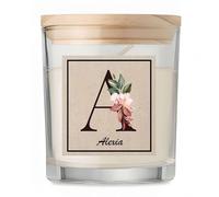 Bougie Alexia Lettre Fleur | Candle | Idée Cadeau Anniversaire Famille Travail Départ Collègue Retraite Noël